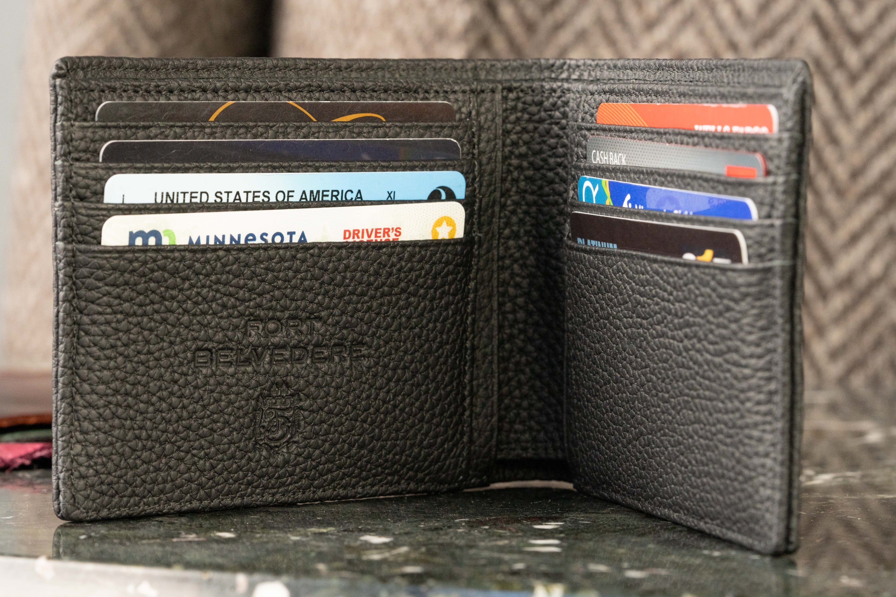 Le Grand 10 Card Black Togo Calf Leather Wallet - Image 12