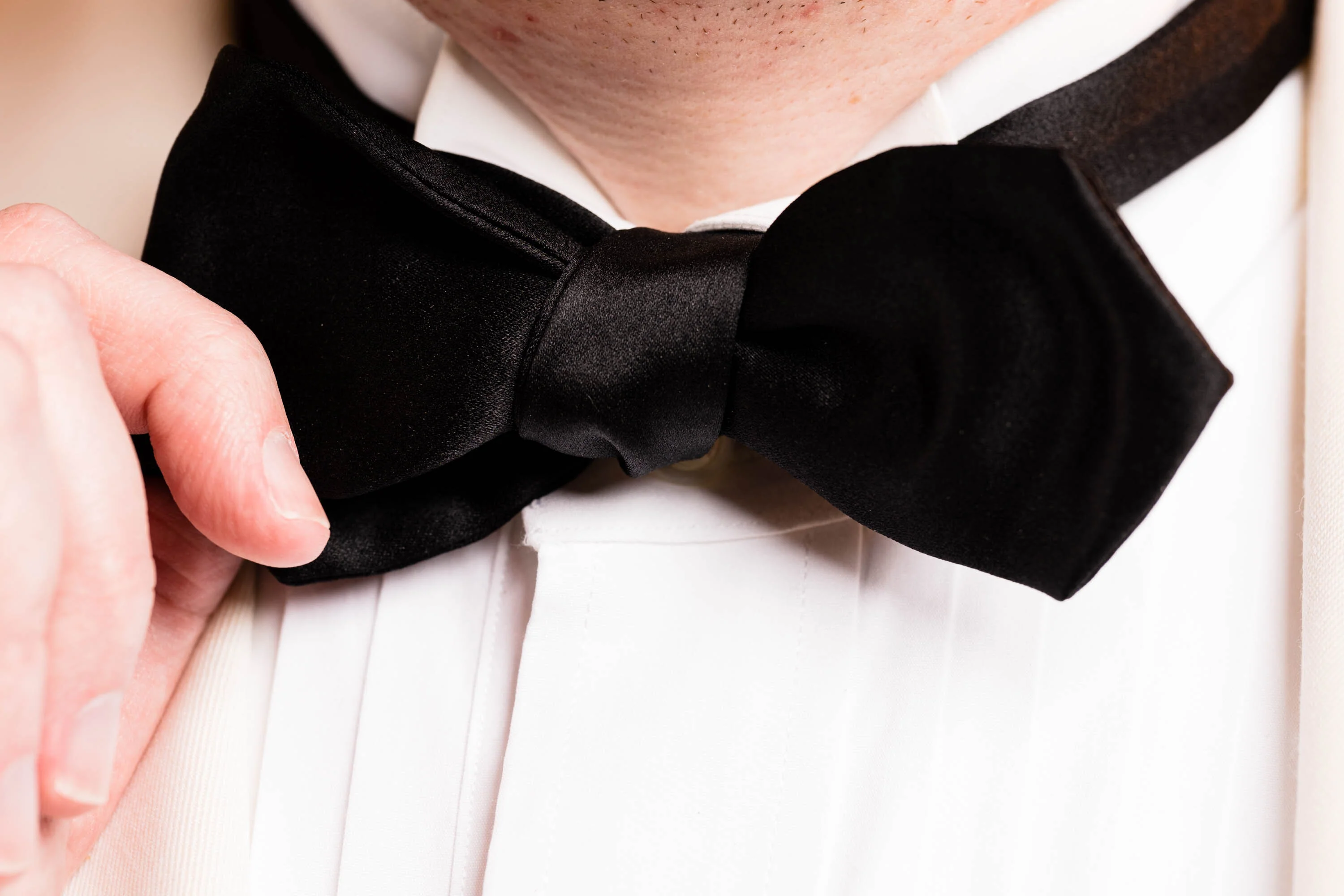 Black Diamond Silk Satin Self-Tie Bow Tie - Image 5
