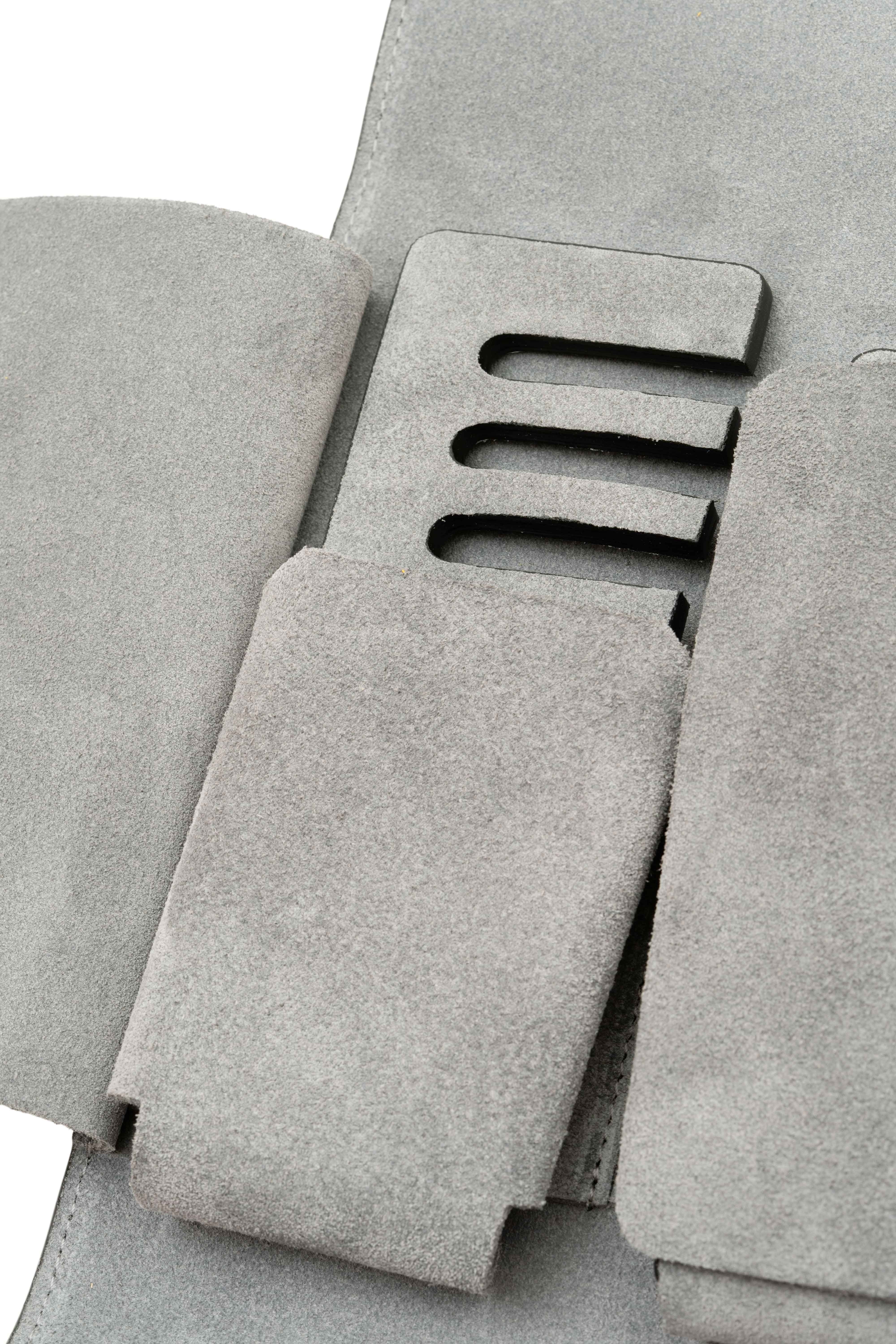 3-Watch Black Togo & Gray Suede Leather Watch Case - Image 11