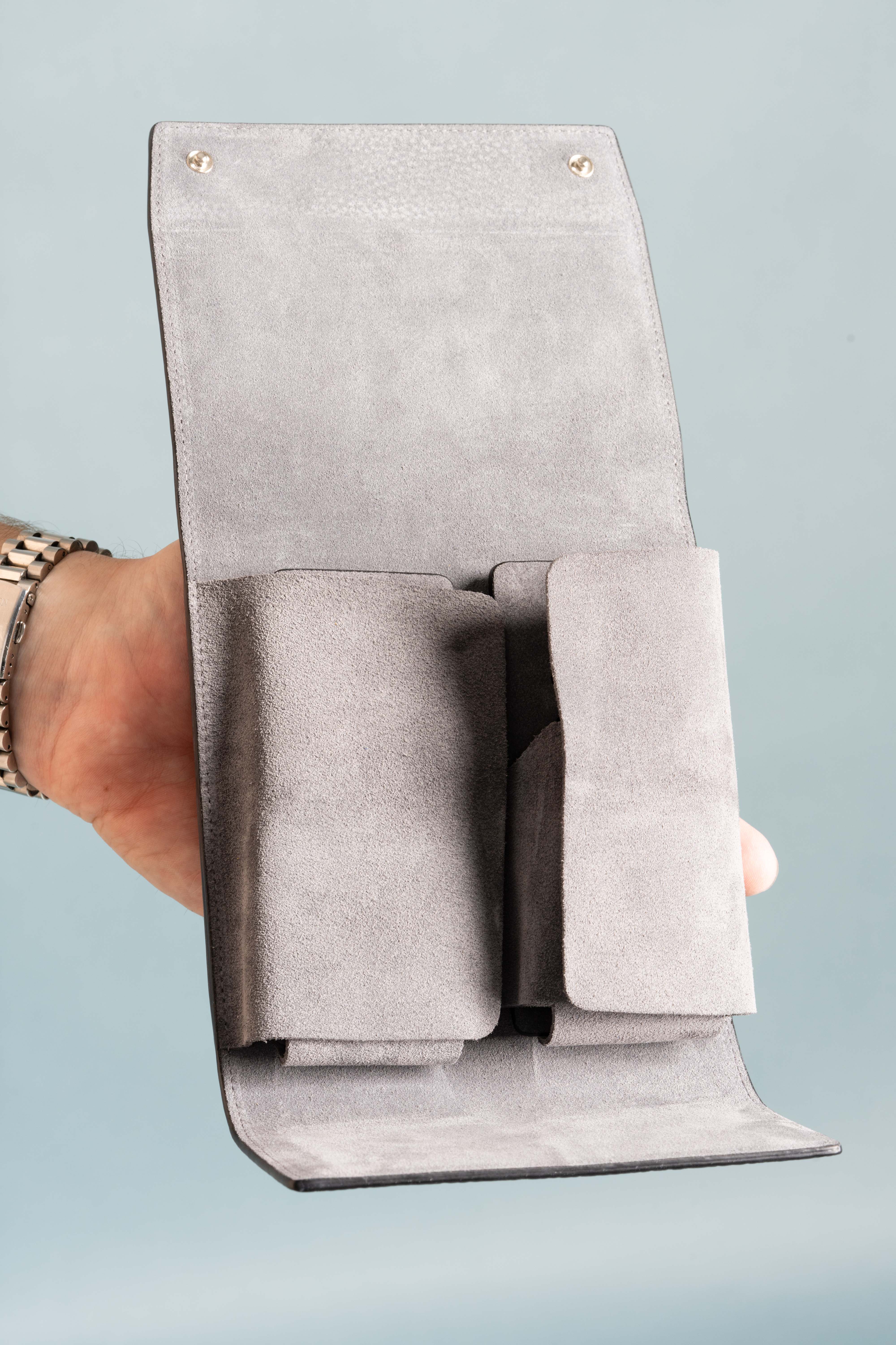 3-Watch Black Togo & Gray Suede Leather Watch Case - Image 13