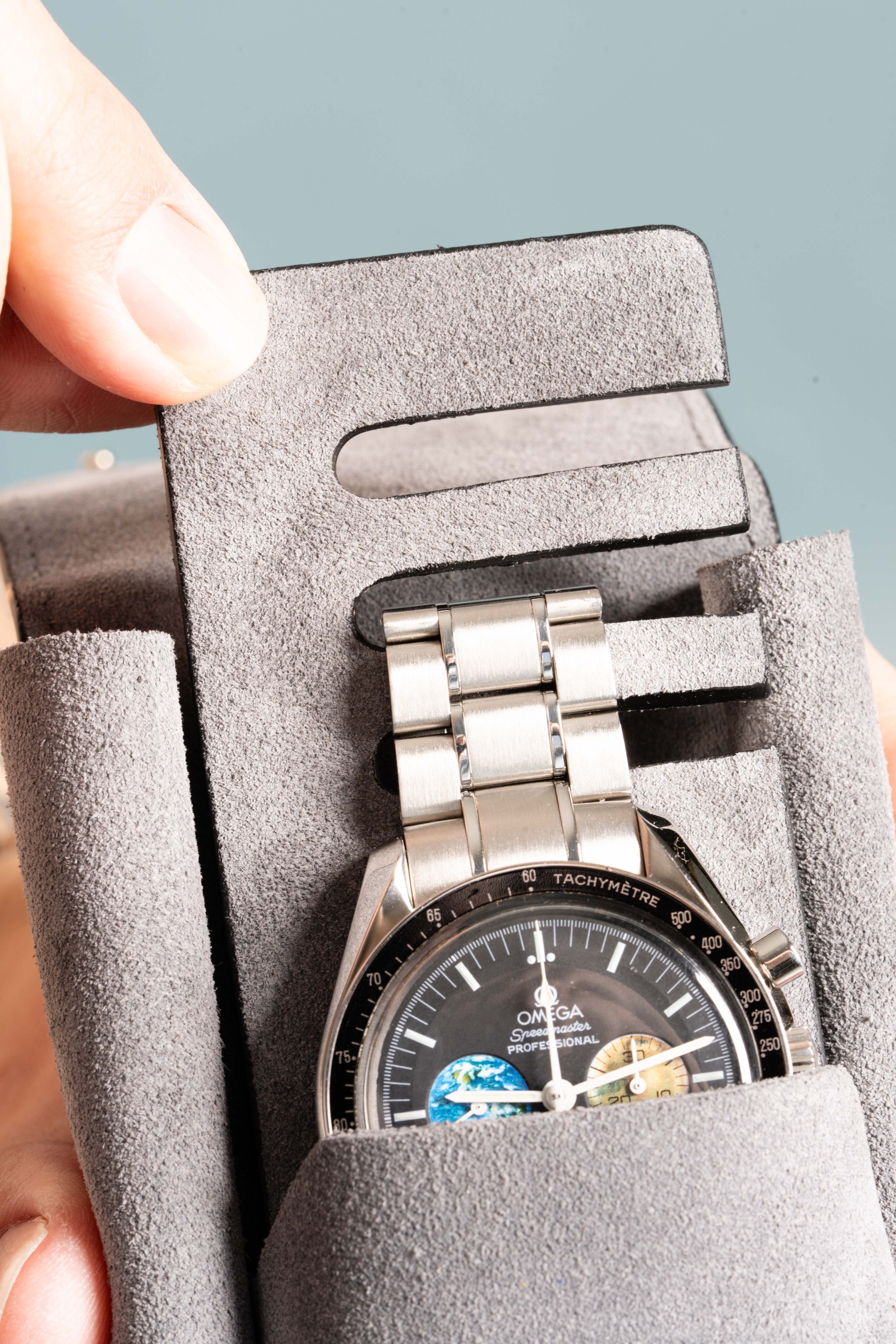 3-Watch Black Togo & Gray Suede Leather Watch Case - Image 8
