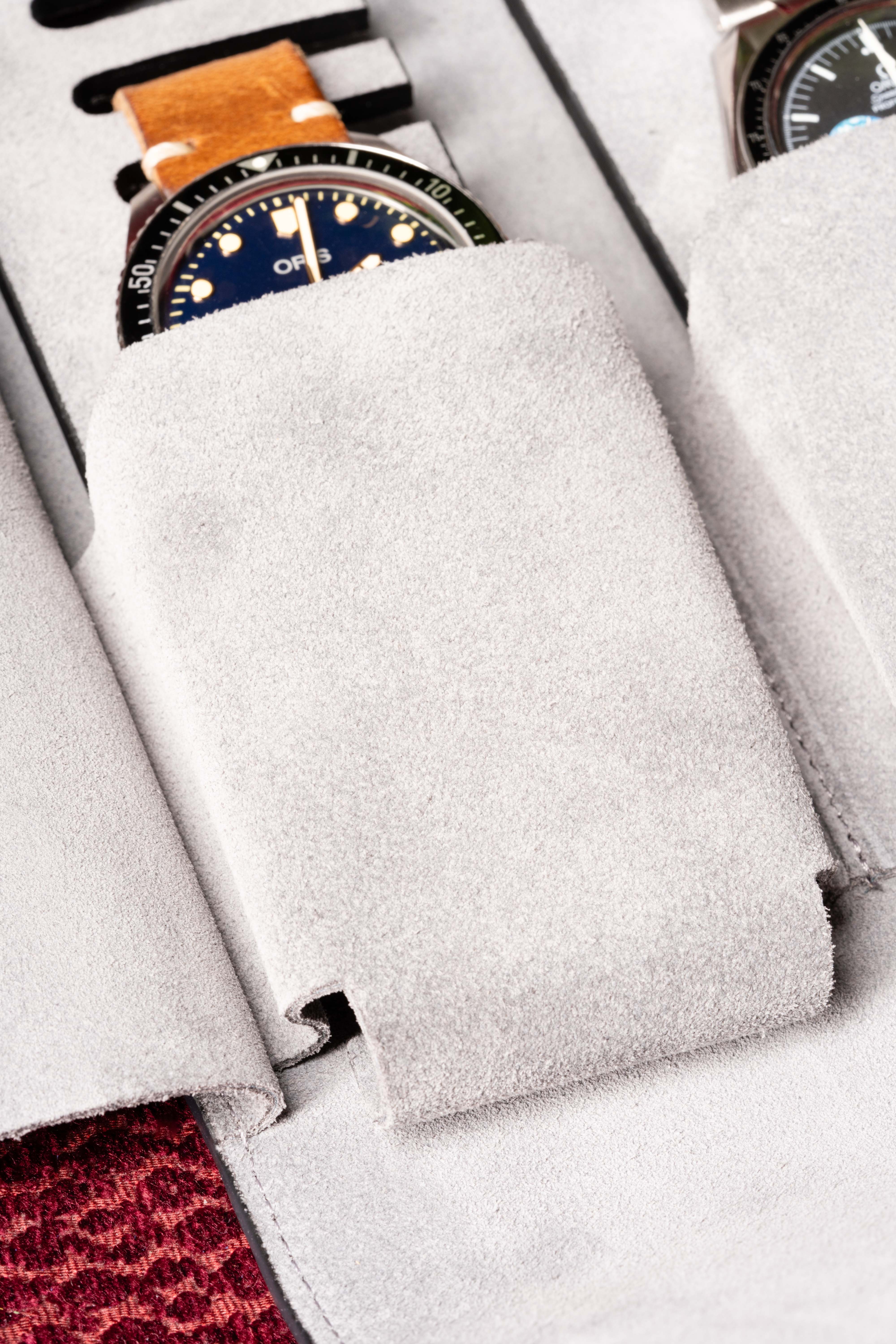Black Togo & Gray Suede Leather Watch Case - Image 15