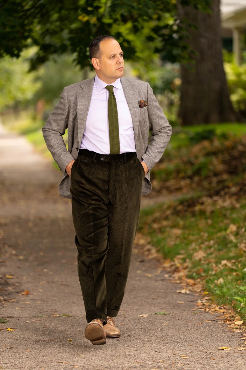 Dark Olive Stancliffe Corduroy Trousers - Image 4