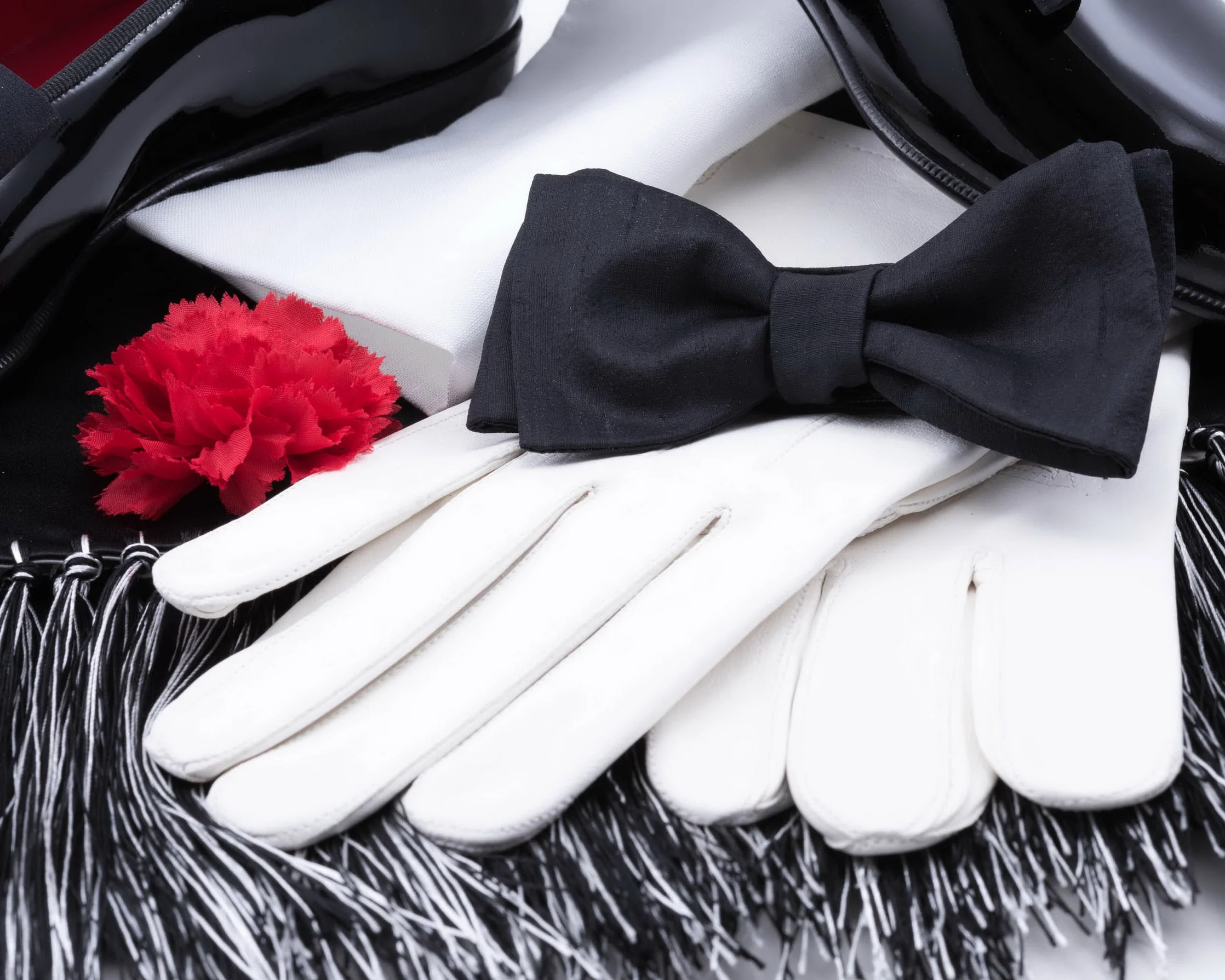 Evening Scarf in Black and White Silk Satin - Image 6