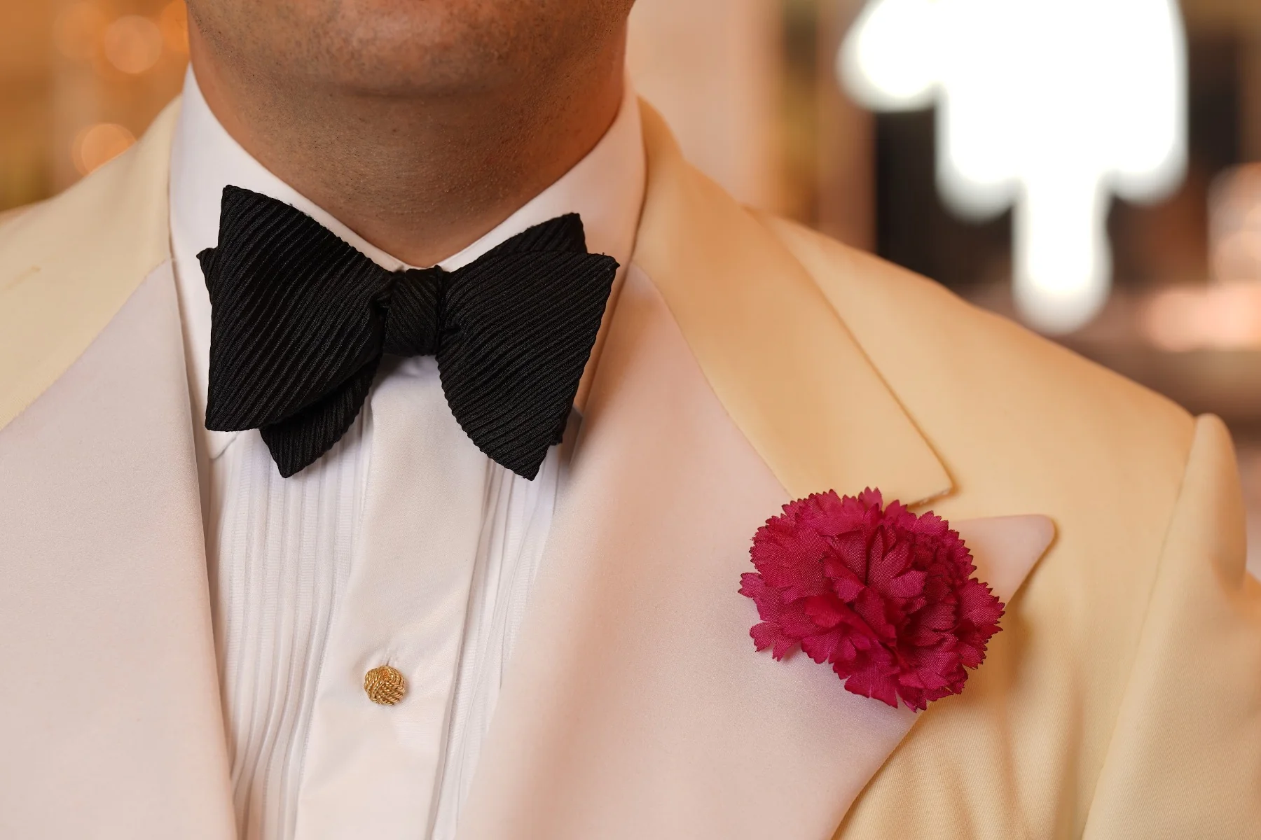 Mini Red Carnation Silk Boutonnière Flower - Image 5