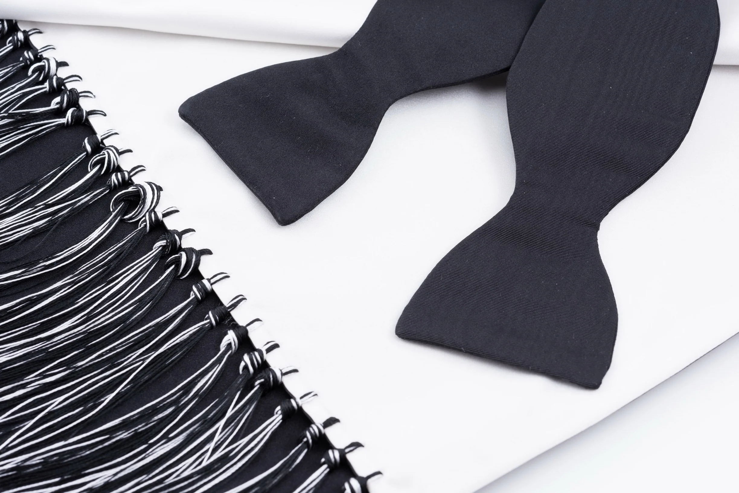 Black Single End Silk Moiré Bow Tie - Image 8