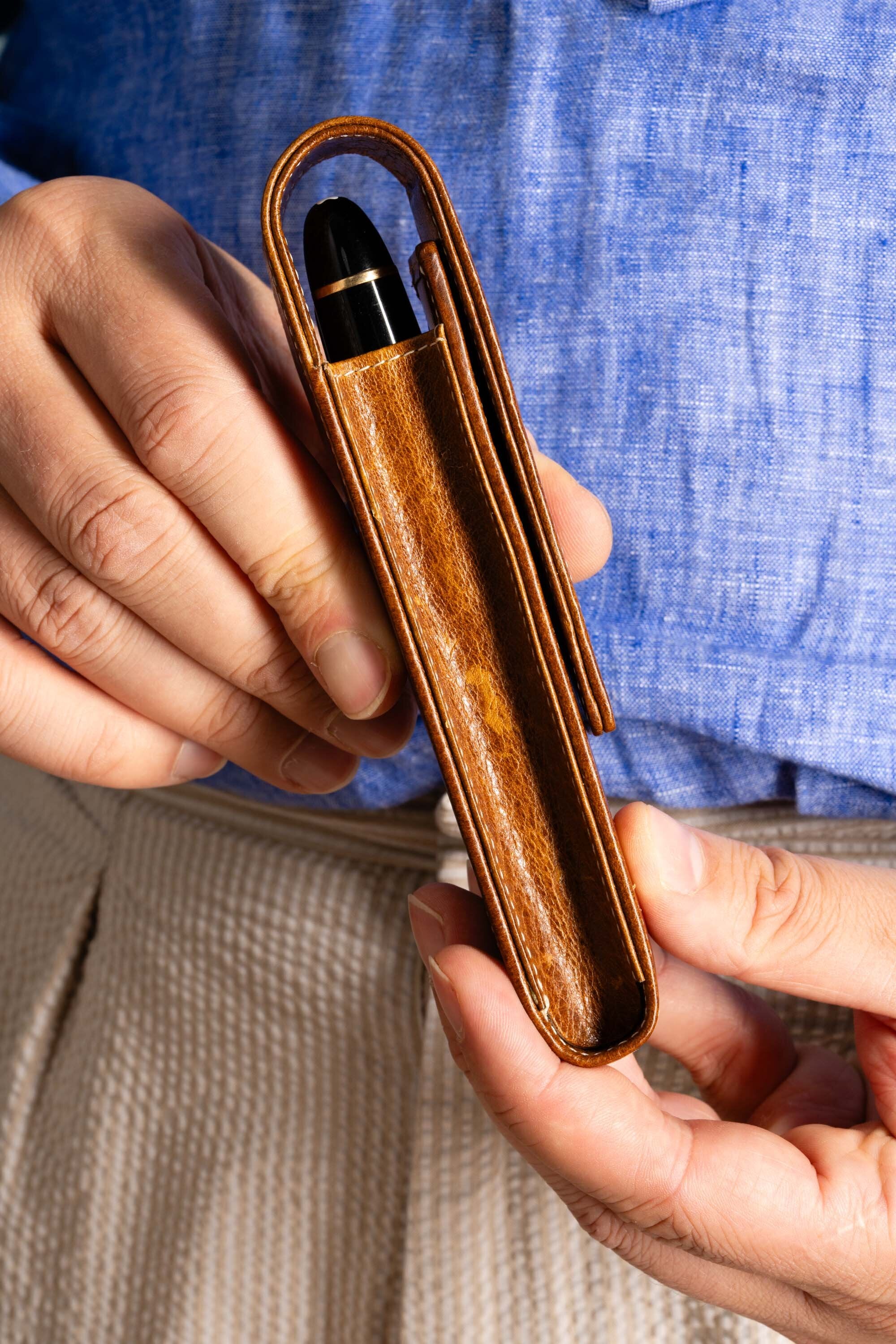 Saddle Brown Dumont Full-Grain Leather Pen Case - Image 9