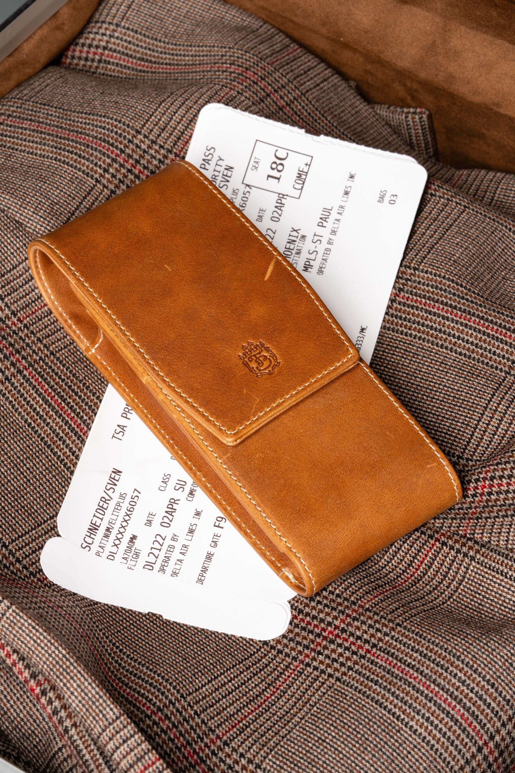 Saddle Brown Montecristo Full-Grain Leather Pen Case - Image 15