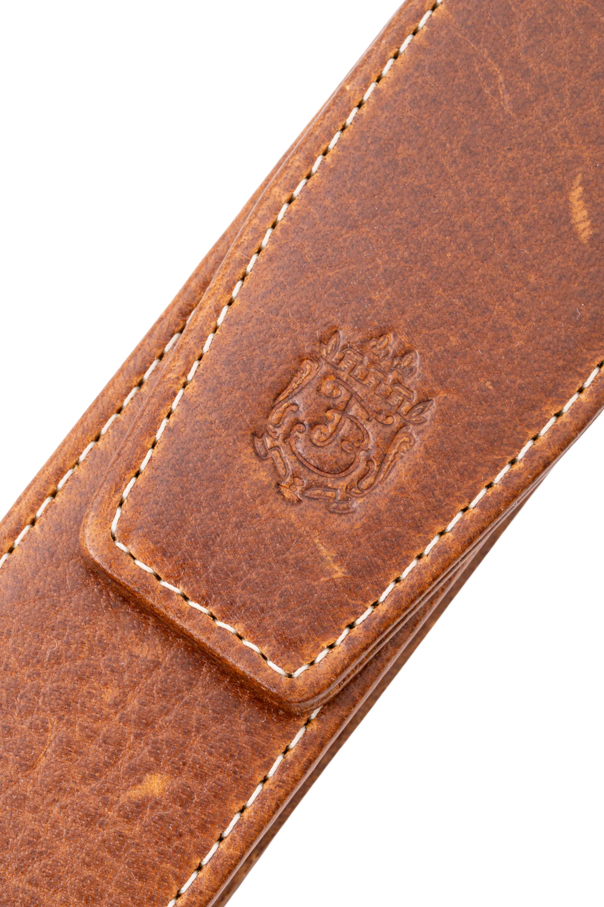 3-Pen Saddle Brown Dumont Full-Grain Leather Pen Case - Image 16