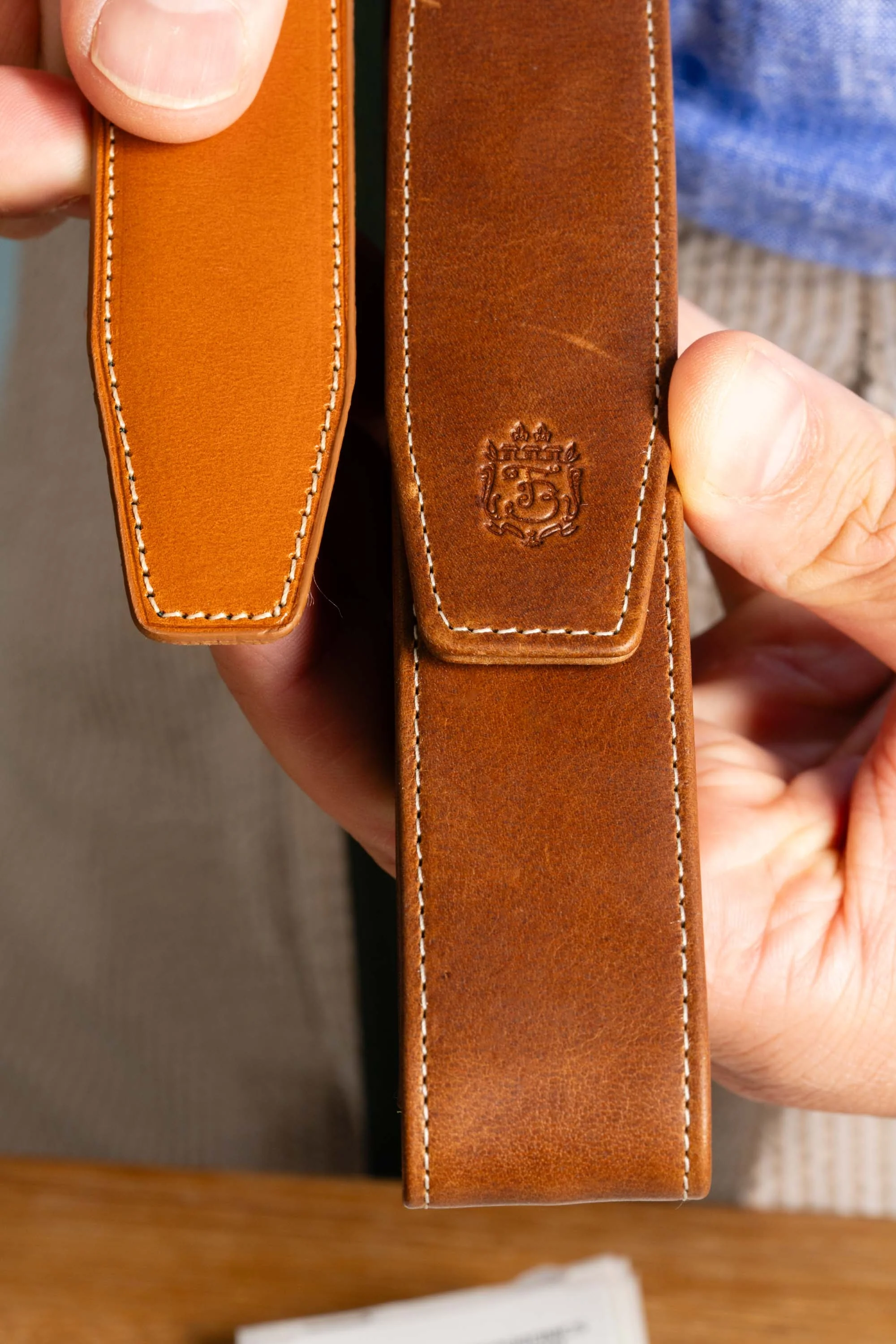 3-Pen Saddle Brown Montecristo Full-Grain Leather Pen Case - Image 15