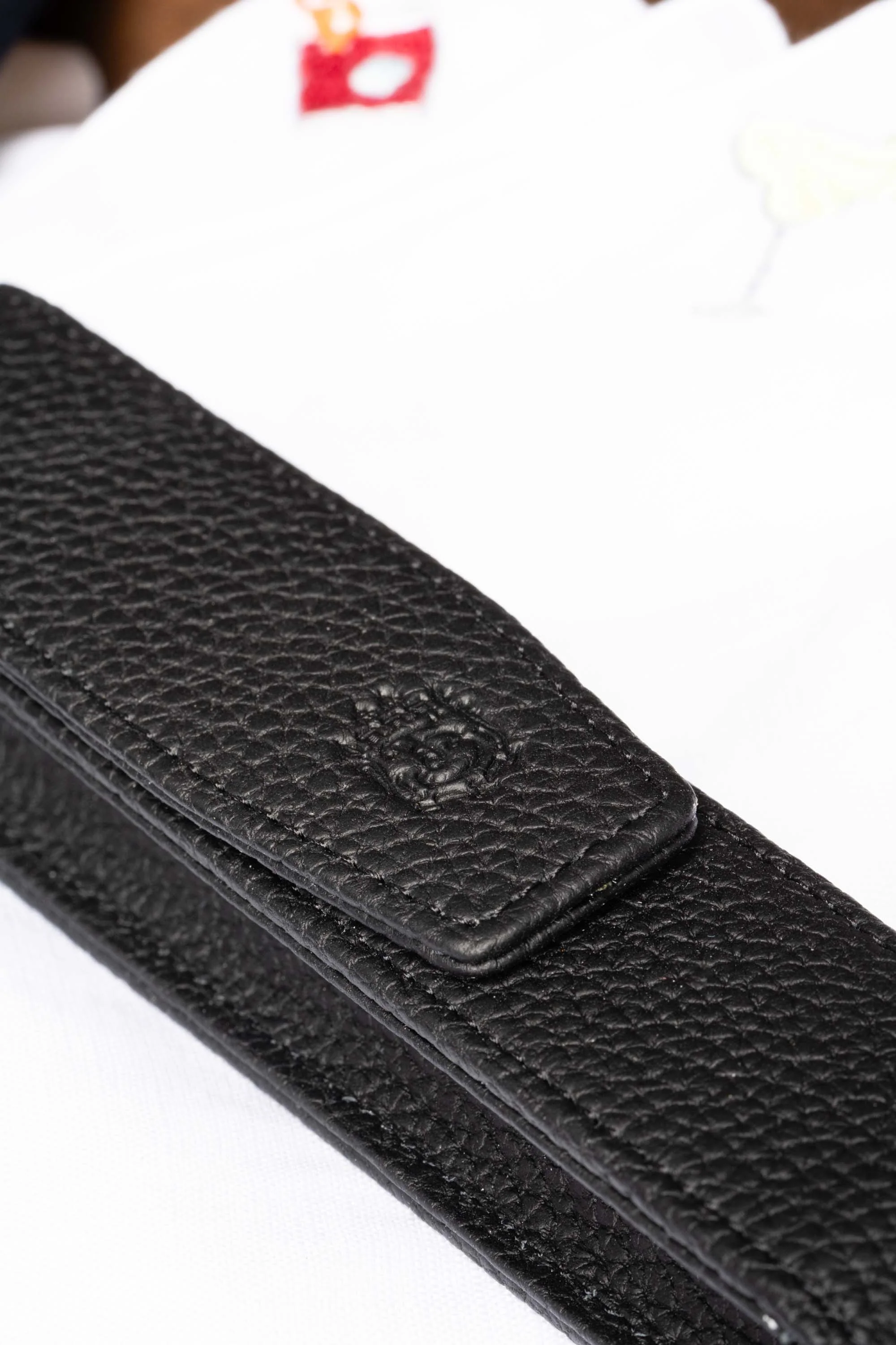 3-Pen Black Full-Grain Calf Togo Leather Pen Case - Image 16