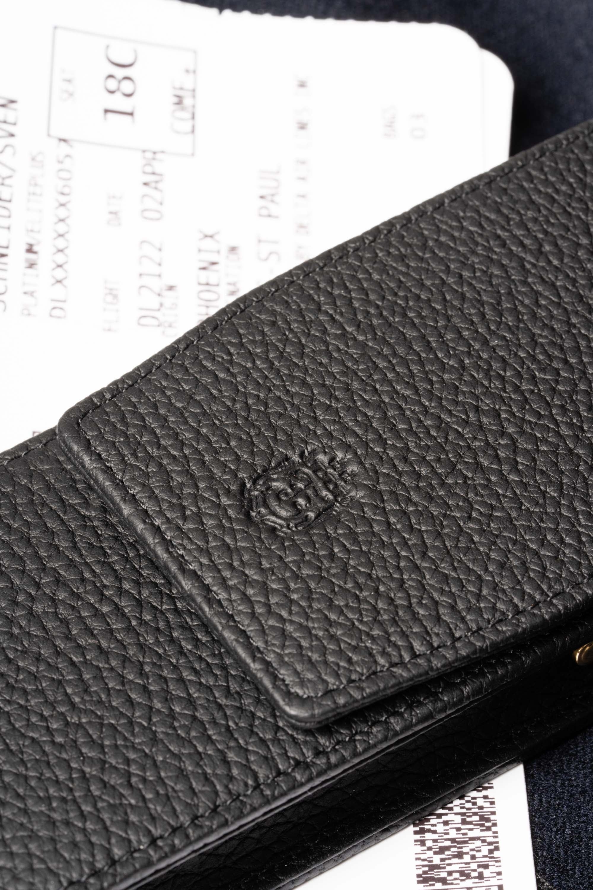3-Pen Black Full-Grain Calf Togo Leather Pen Case - Image 8