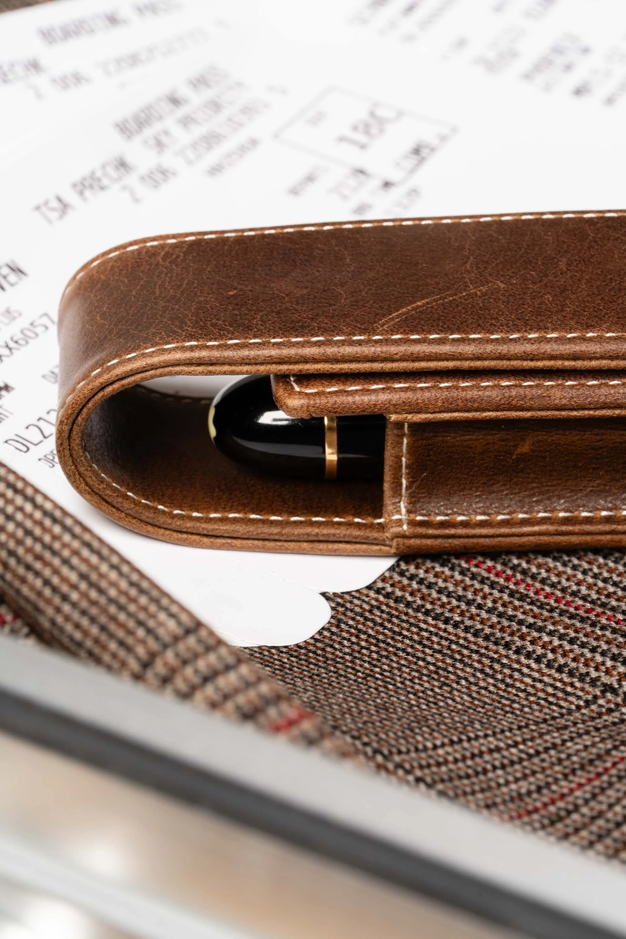 3-Pen Antique Mahogany Full-Grain Leather Pen Case - Image 13