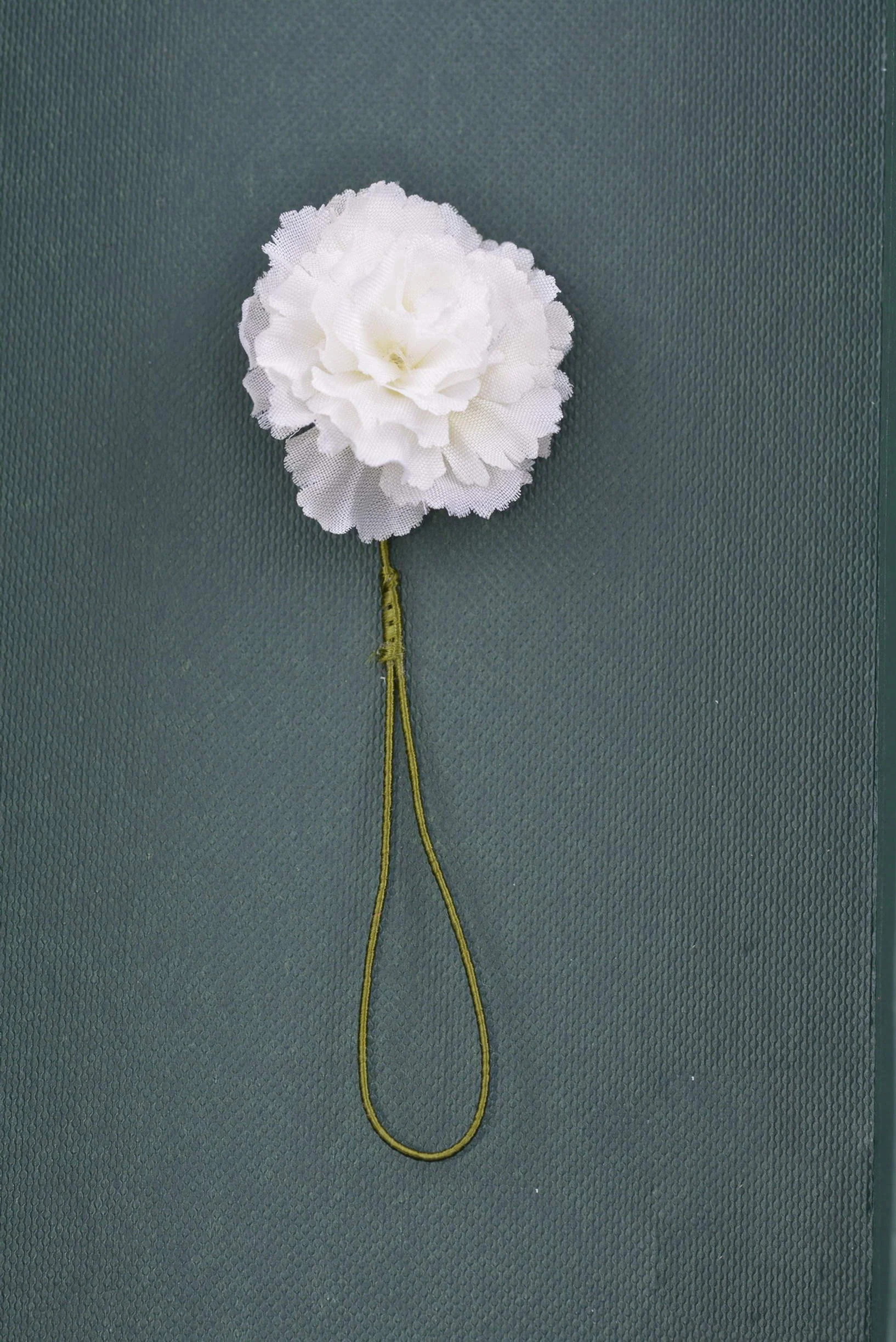 Mini White Carnation Silk Boutonnière Flower - Image 3