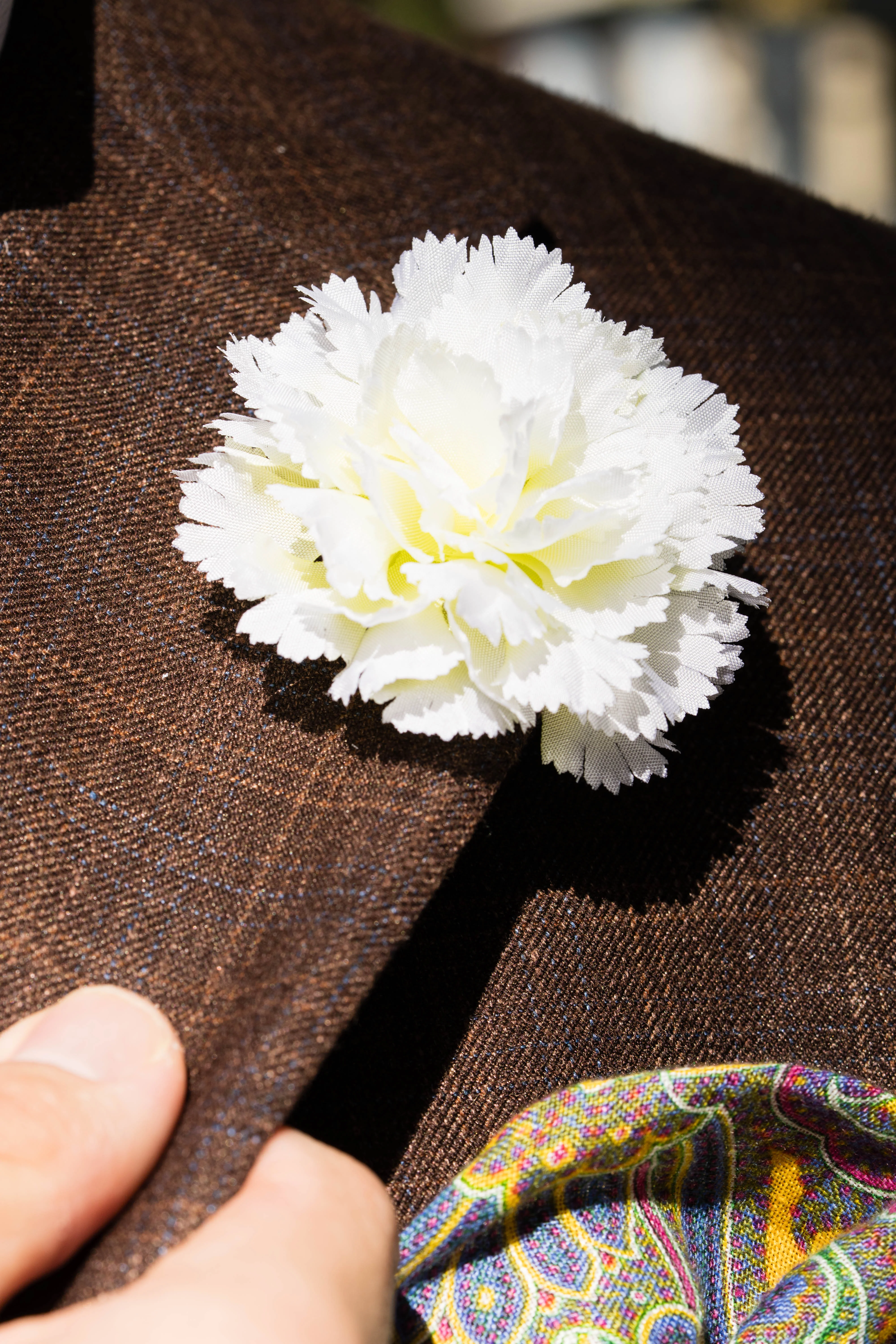 Mini White Carnation Silk Boutonnière Flower - Image 8