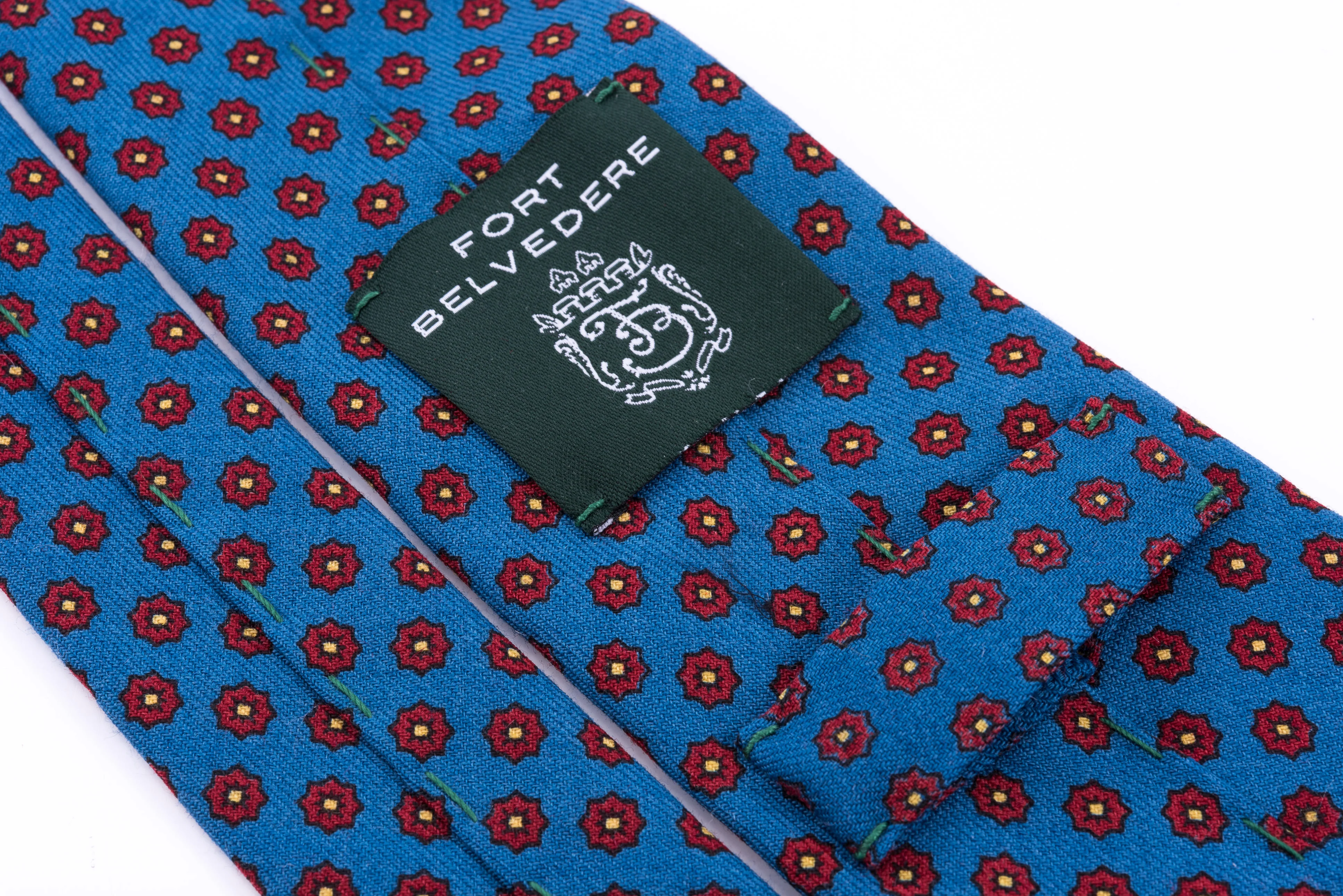 Mohair Blue Geometric Wool Challis Tie - Image 4