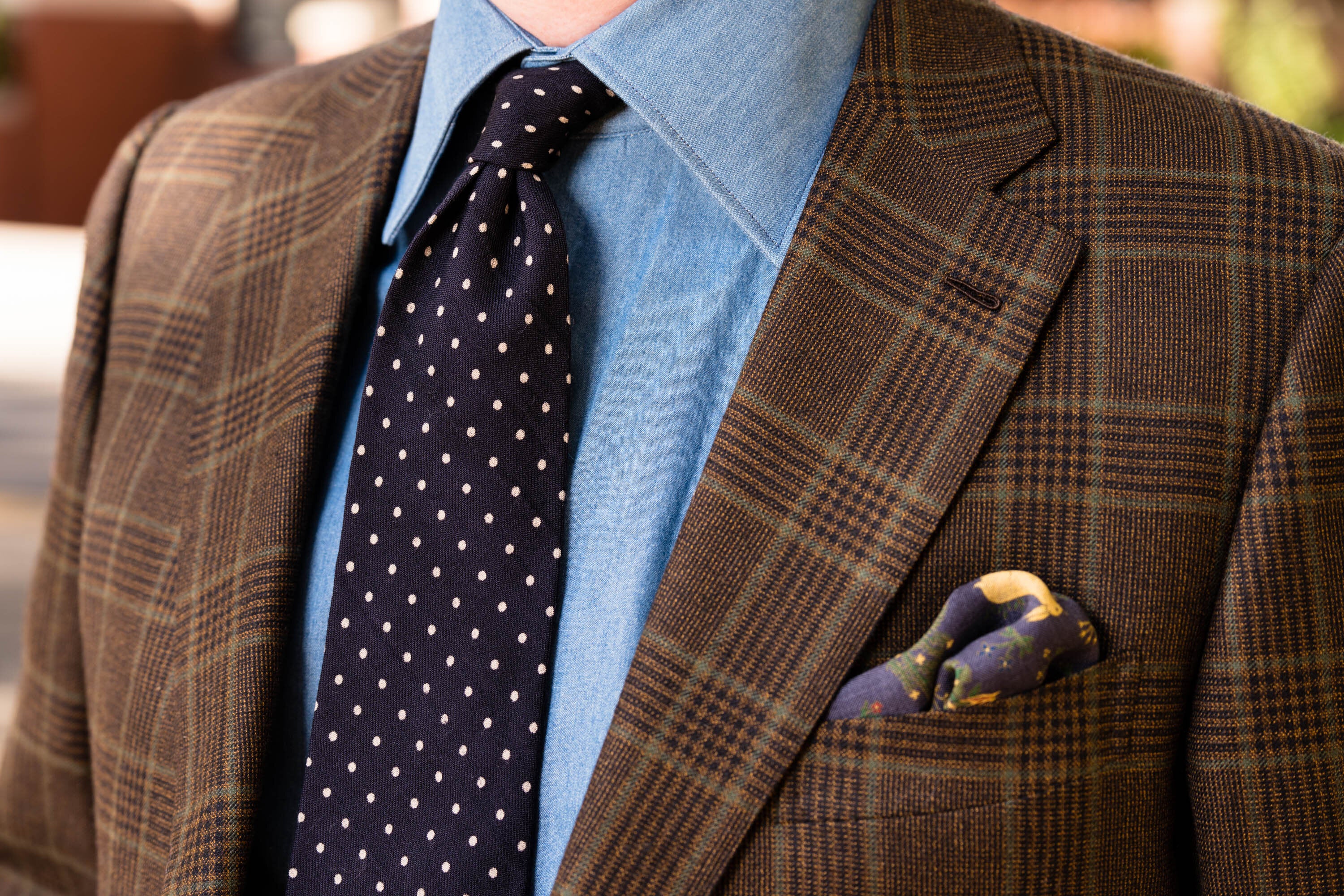 Navy & White Polka Dot Wool Challis Tie - Image 11