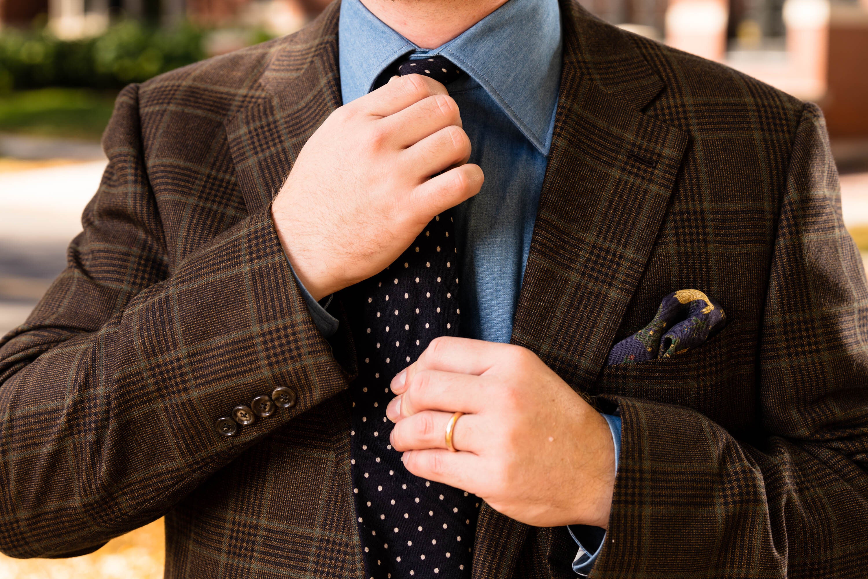 Navy & White Polka Dot Wool Challis Tie - Image 9